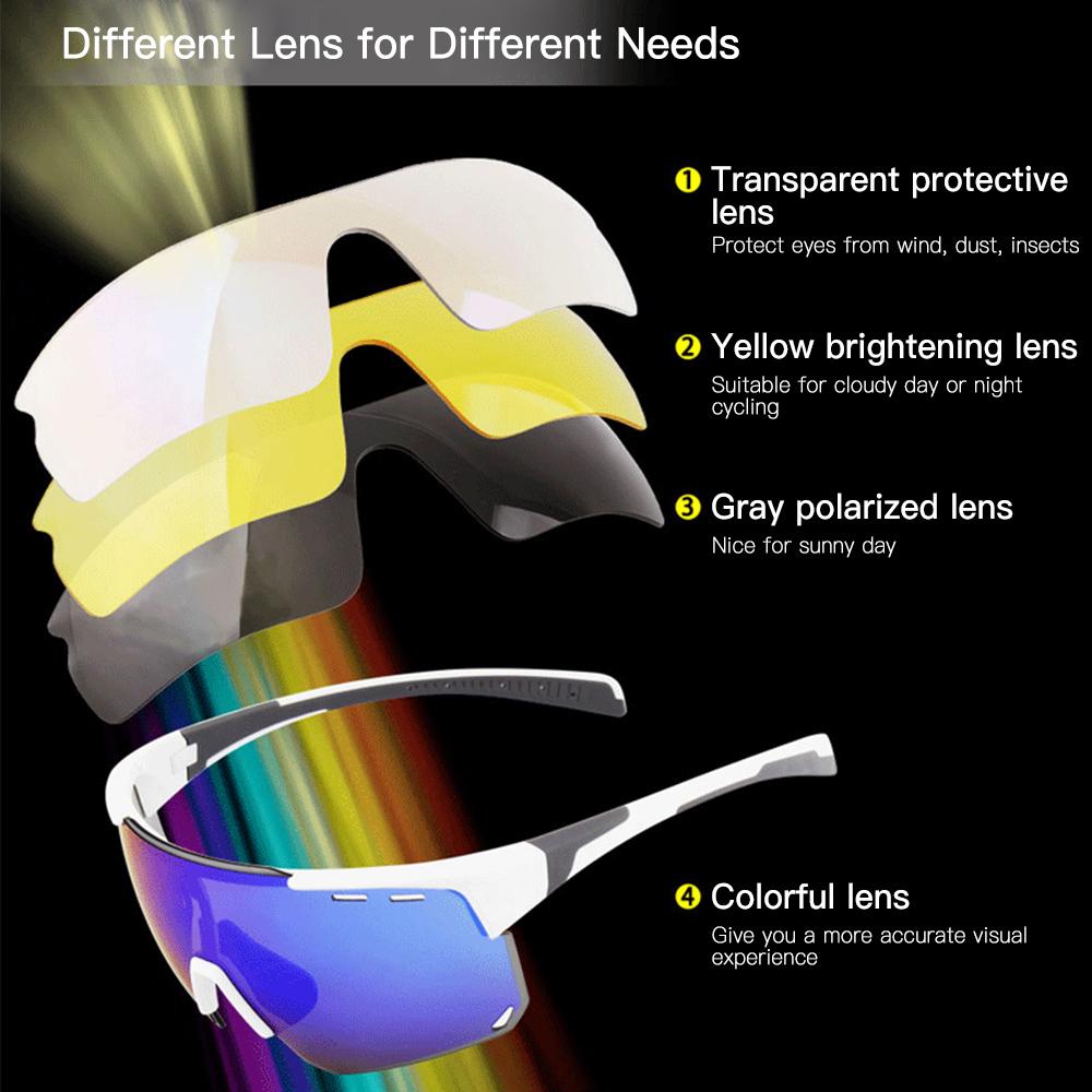 Kính đi xe đạp với 3 thấu kính dự phòng Kính râm thể thao UV400 Kính râm đi xe đạp MTB dành cho nam giới Nữ chạy bộ Lái xe Câu cá