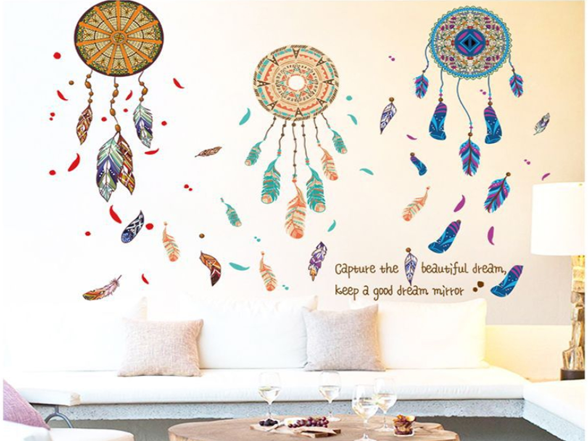 decal dán tường dream catcher thổ cẩm