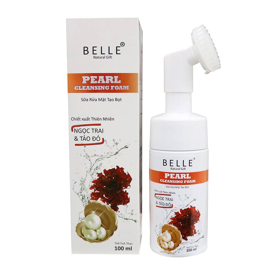 Sữa Rửa Mặt Ngọc Trai Tảo Đỏ BELLE - TẶNG 1 Serum Dịch Ốc Sên BELLE