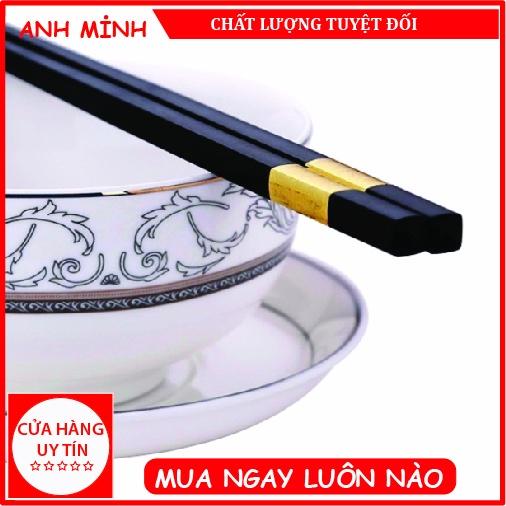 Bộ 10 Đôi Đũa Hợp Kim Mạ Vàng, Đũa Ăn Hợp Kim Chống Mốc, Sang Trọng, Lịch Sự Cao Cấp - Hàng Chính Hãng