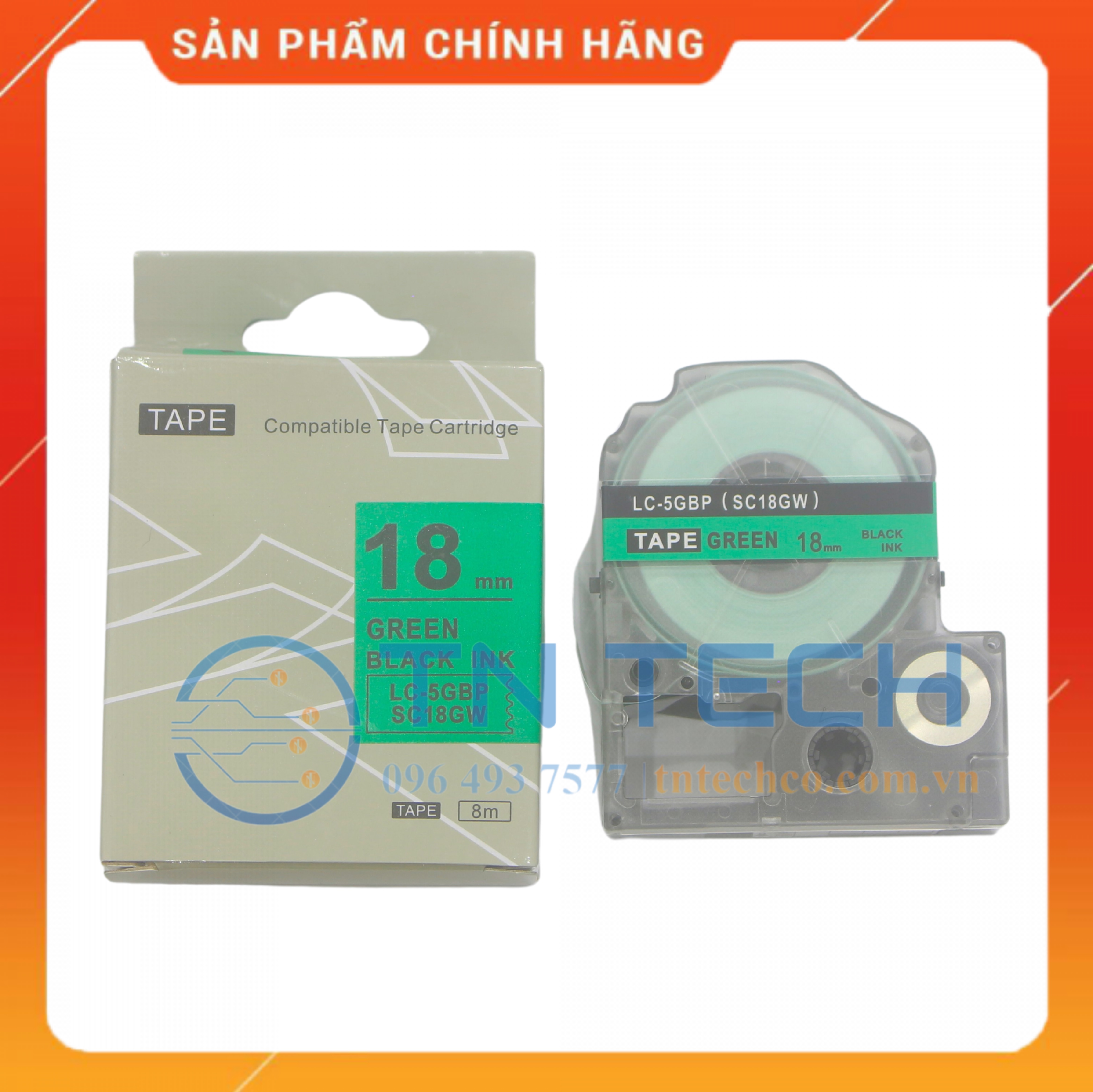 NHÃN IN TEPRA-EPSON LC-6GBP (SC24GW) – CHỮ ĐEN NỀN LÁ 24MM X 8M [Hàng nhập khẩu]