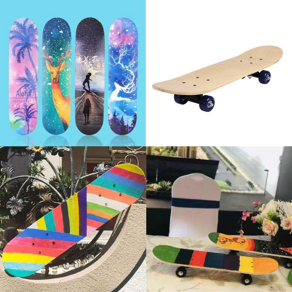 Kids Skateboard Complete Wheel Truck Maple Wood Deck Solid Blank Longboard