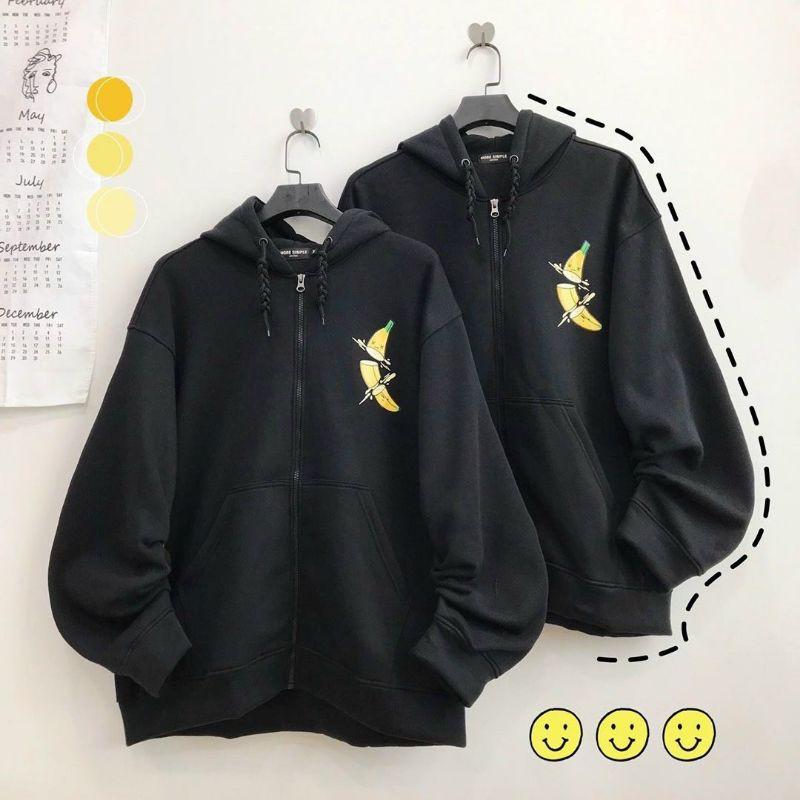 Áo khoác nam nữ mặc , áo hoodie , áo khoác hoodie in chữ BANANAnam nữ mặc , vải dày mịn