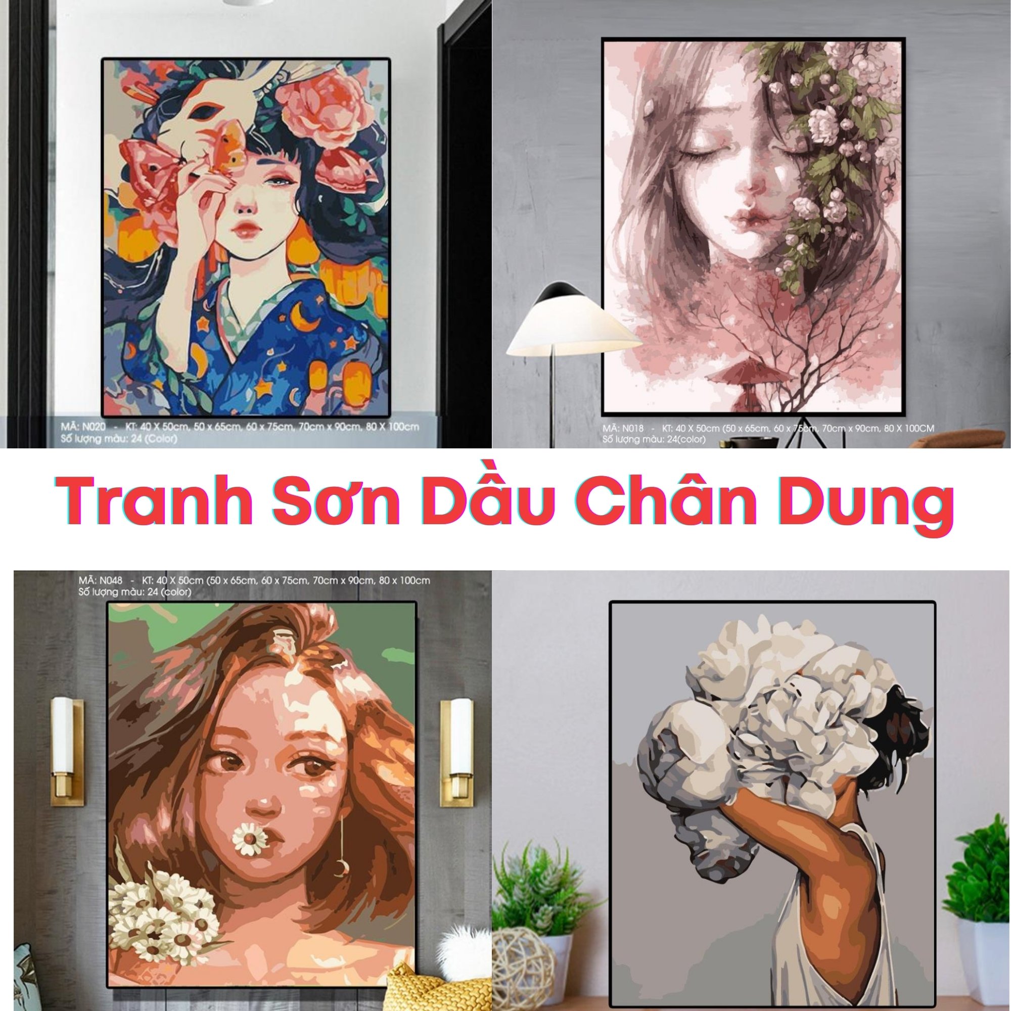 Tranh Sơn Dầu Số Hóa Hot Trend - Tranh Chân Dung Tự Tô - Portrait Picture Paint By Numbers