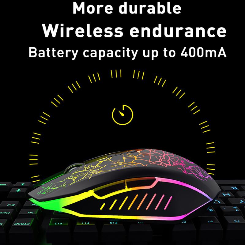 Chuột Game Không Dây 2.4G LED Hô Hấp Đèn Nền Chuột Sạc 6 Nút Chuột Không Dây Chuột Cho Máy Tính Laptop Chuột Văn Phòng
