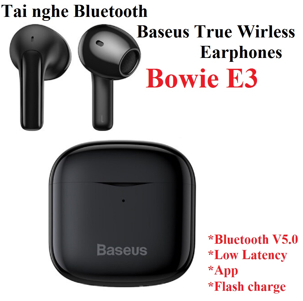  Tai nghe bluetooth kèm App - Low latency Baseu True Wireless Earphones Bowie E3 - Hàng chính hãng