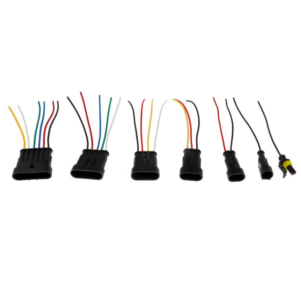 1 2 3 4 5 6 Pins Way Sealed Waterproof Electrical Wire Connector Plug Car Auto Waterproof Electrical Connector Plug Socket Kit with Wire, Pack of 6