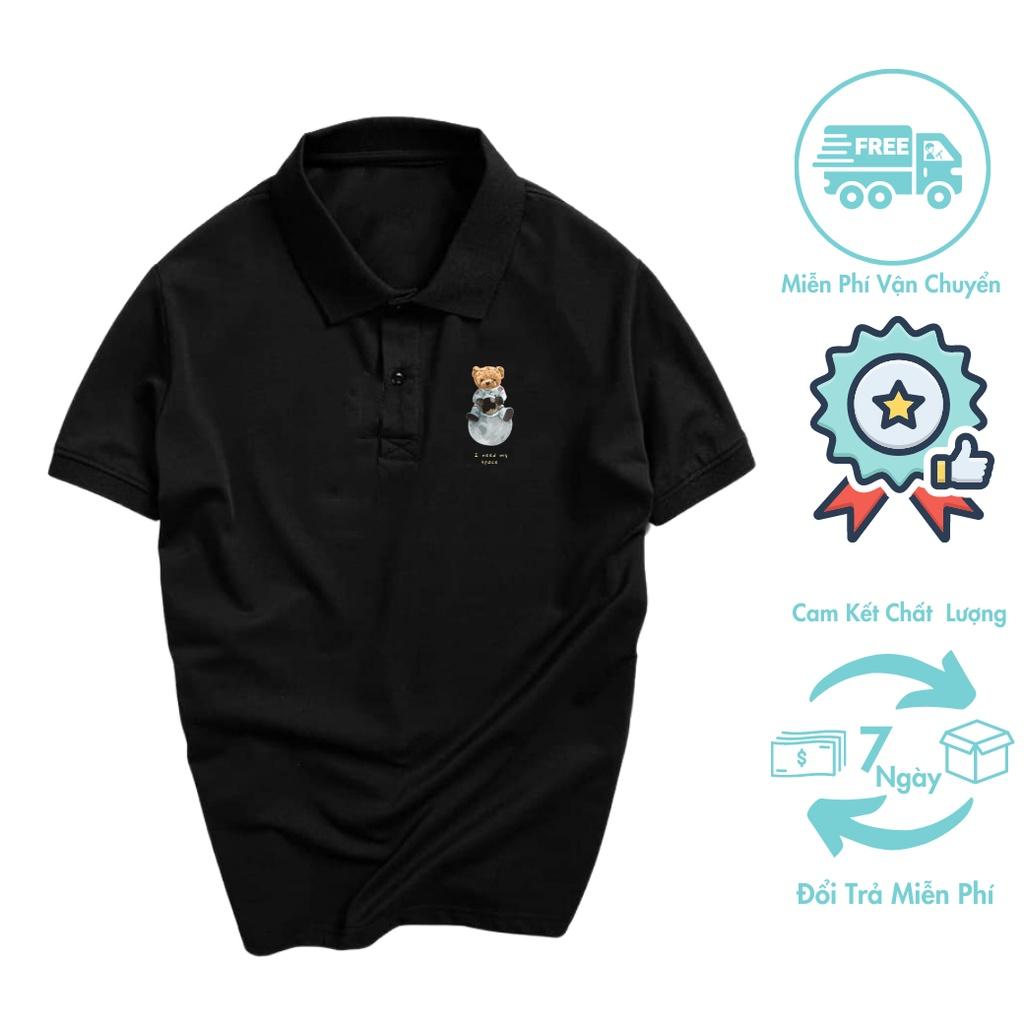 Áo polo nam , cổ dệt bo len , hình in sắc nét ,áo thun nam có cổ tay ngắn thanh lịch POLO Teedy Space- Soha Clothing