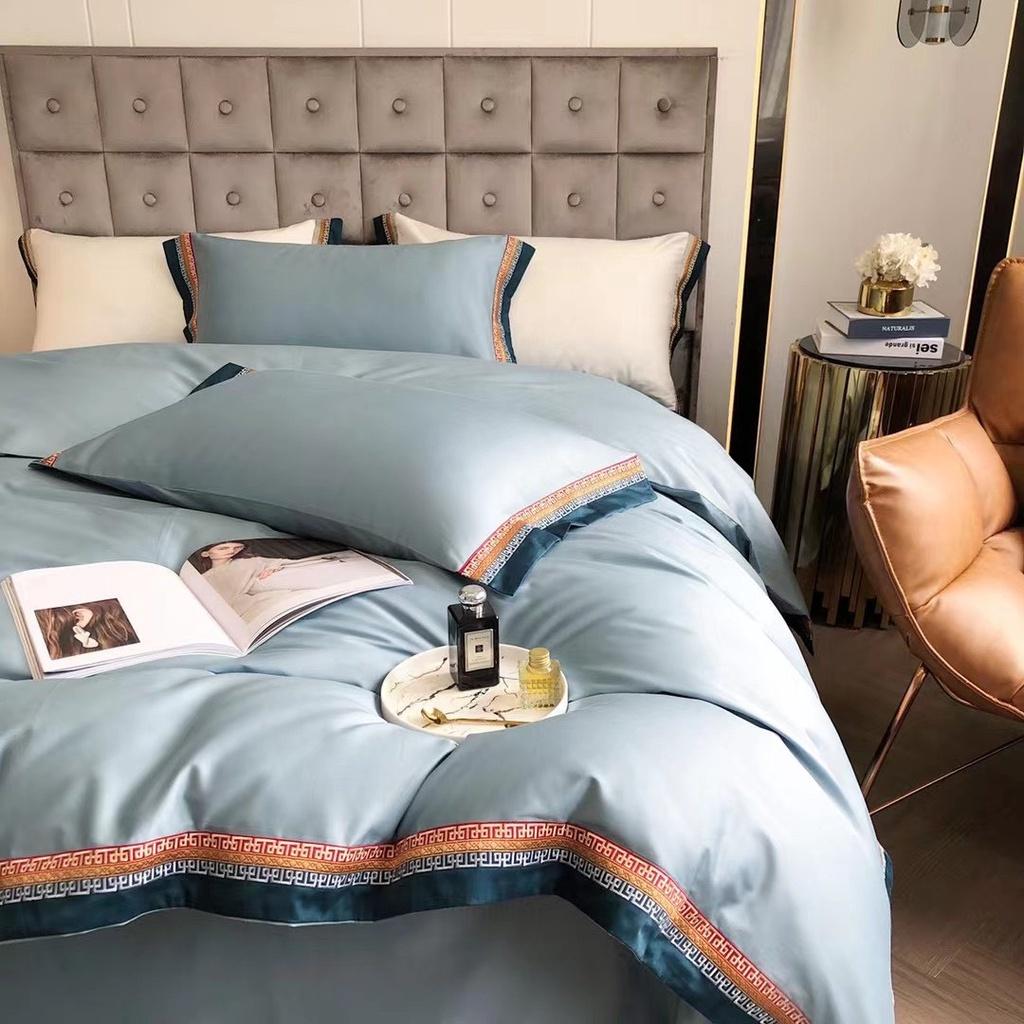 Bộ chăn ga gối 100%Tencel 60s siêu mềm mát,trơn viền thượng lưu