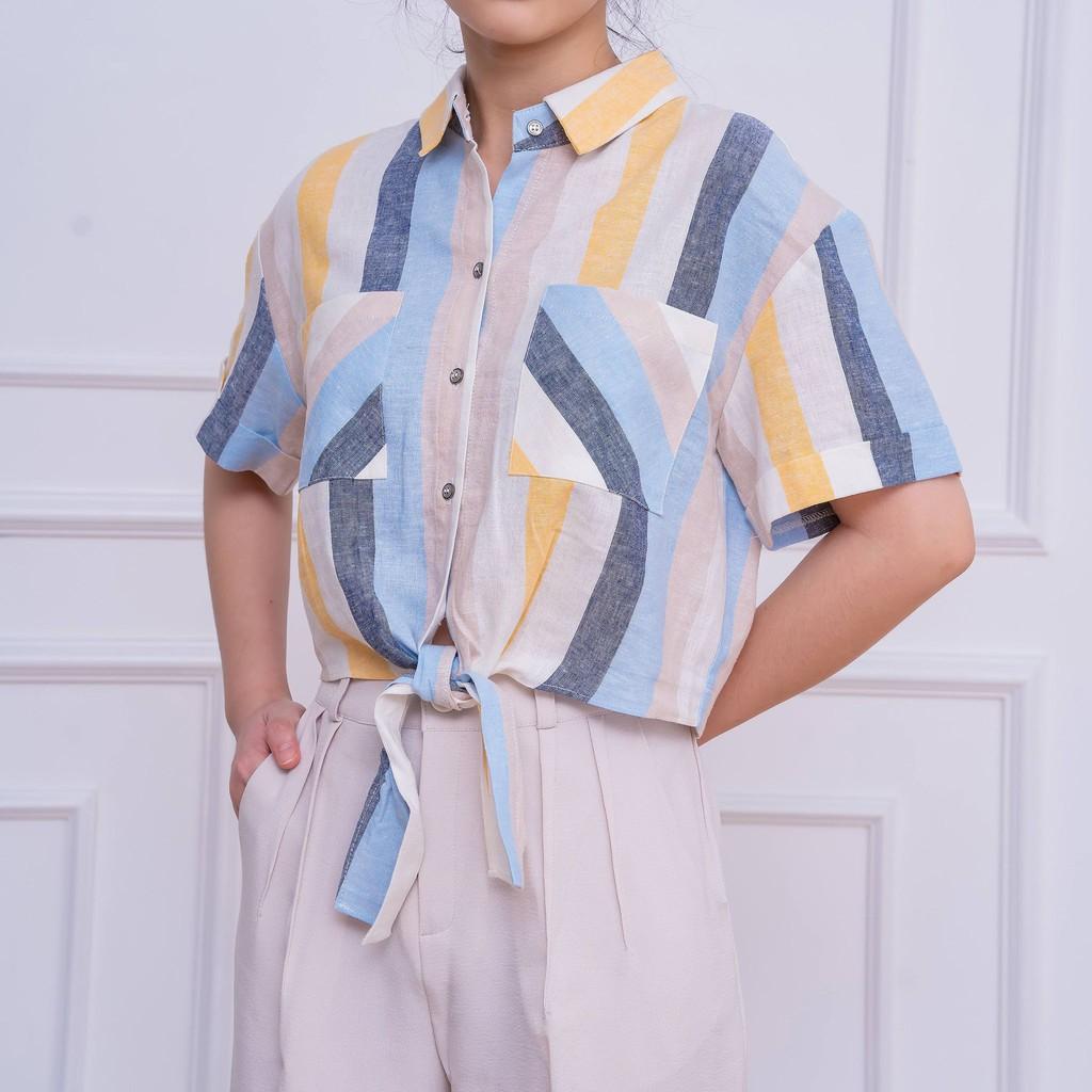 Áo kiểu sơ mi nữ thắt nơ eo TKFASHION SMKA197