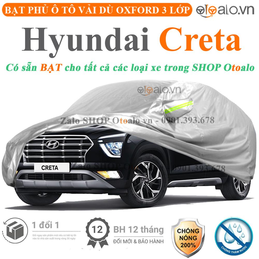 Bạt che phủ xe ô tô Hyundai Creta vải dù 3 lớp CAO CẤP BPXOT - OTOALO
