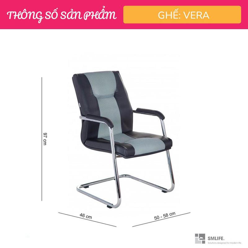 Ghế văn phòng chân quỳ inox bọc da SMLIFE Vera