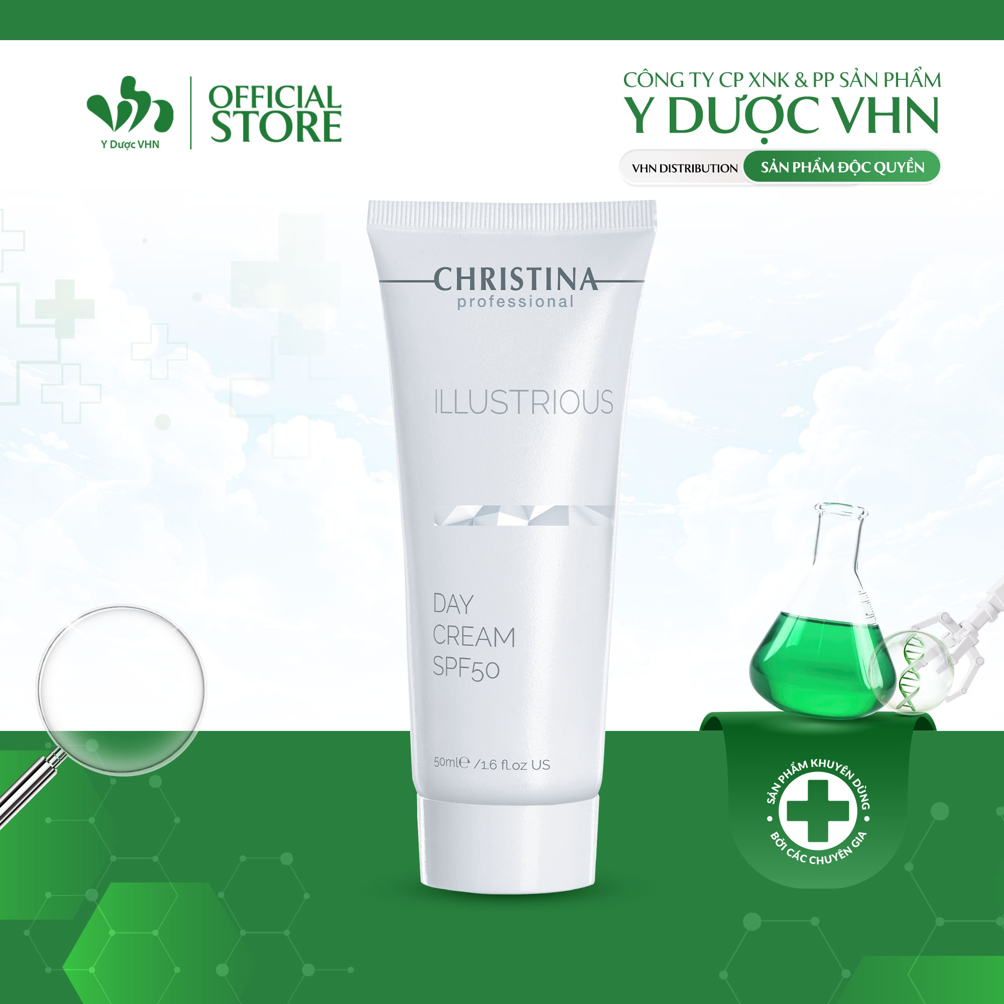 Kem Làm Sáng Da Ban Ngày Có Chỉ Số Chống Nắng - Illustrious Day Cream Spf 50 - Christina Hỗ Trợ Bảo Vệ Da Khỏi Tia Uv, Cấp Ẩm Cho Da - Tuýp 50Ml