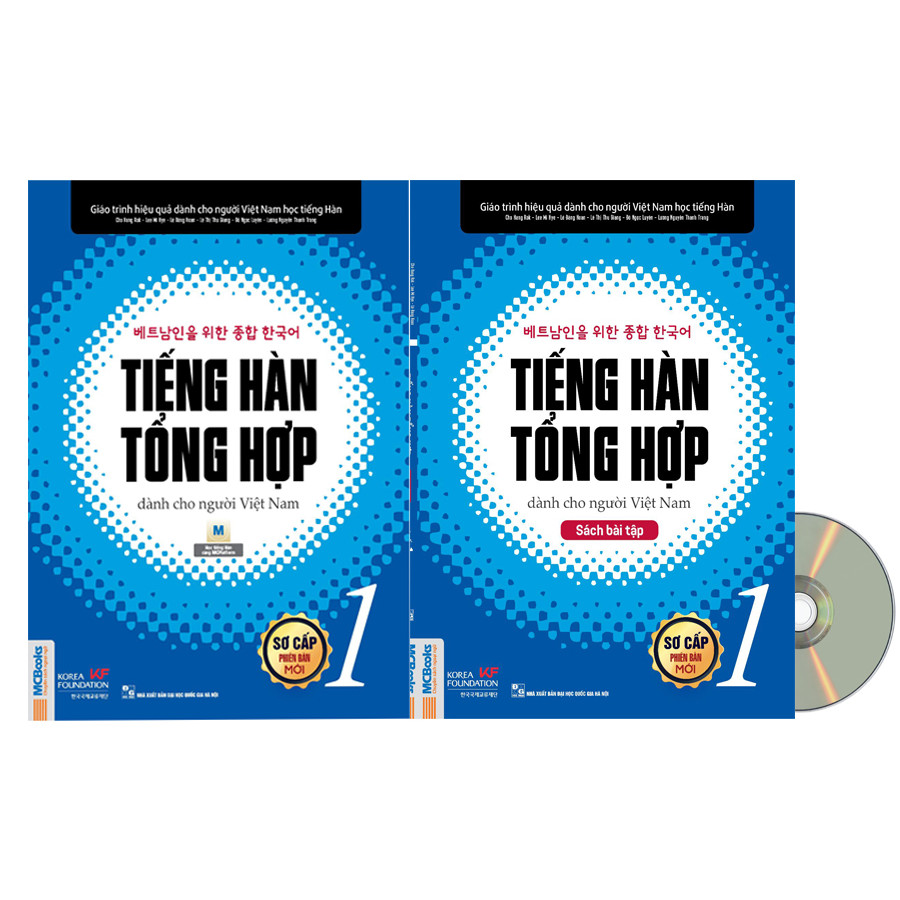 Combo Tiếng Hàn Tổng Hợp Dành Cho Người Việt Sơ Cấp 1 - Sách Giáo Khoa Và Sách Bài Tập (Phiên bản 4 màu) Tặng Kèm DVD Tài Liệu Vô Giá Giúp Học Tiếng Hàn Từ Con Số 0