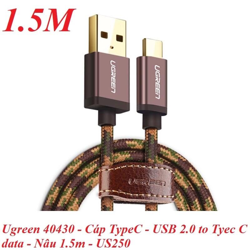 Ugreen UG40430US250TK 1.5M màu Nâu Cáp sạc USB TypeC cao cấp - HÀNG CHÍNH HÃNG