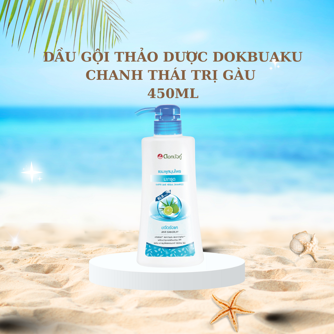 Dầu gội đầu thảo dược Dokbuaku hương Chanh Thái trị gàu hiệu quả - 450ml