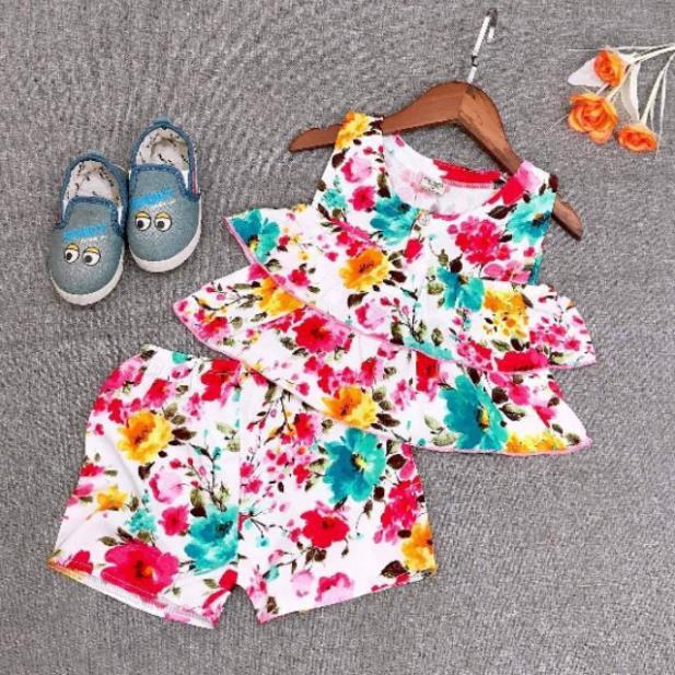 Bộ bánh bèo 2 tầng cho bé gái - Bộ quần áo bé gái -