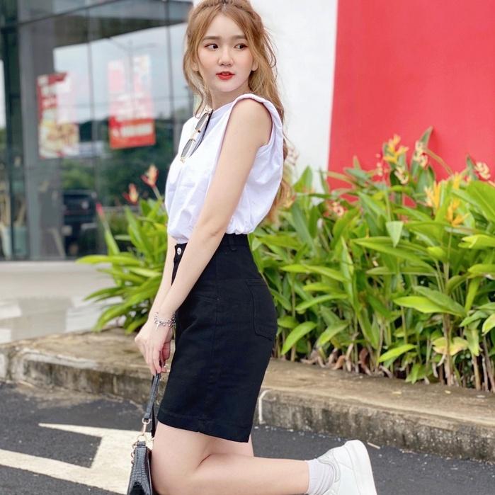Quần short jean bò nữ Đen Basic có size, quần đùi nữ dáng ngố lửng ống rộng chất bò trơn mền dày sịn basic (J1MĐ)