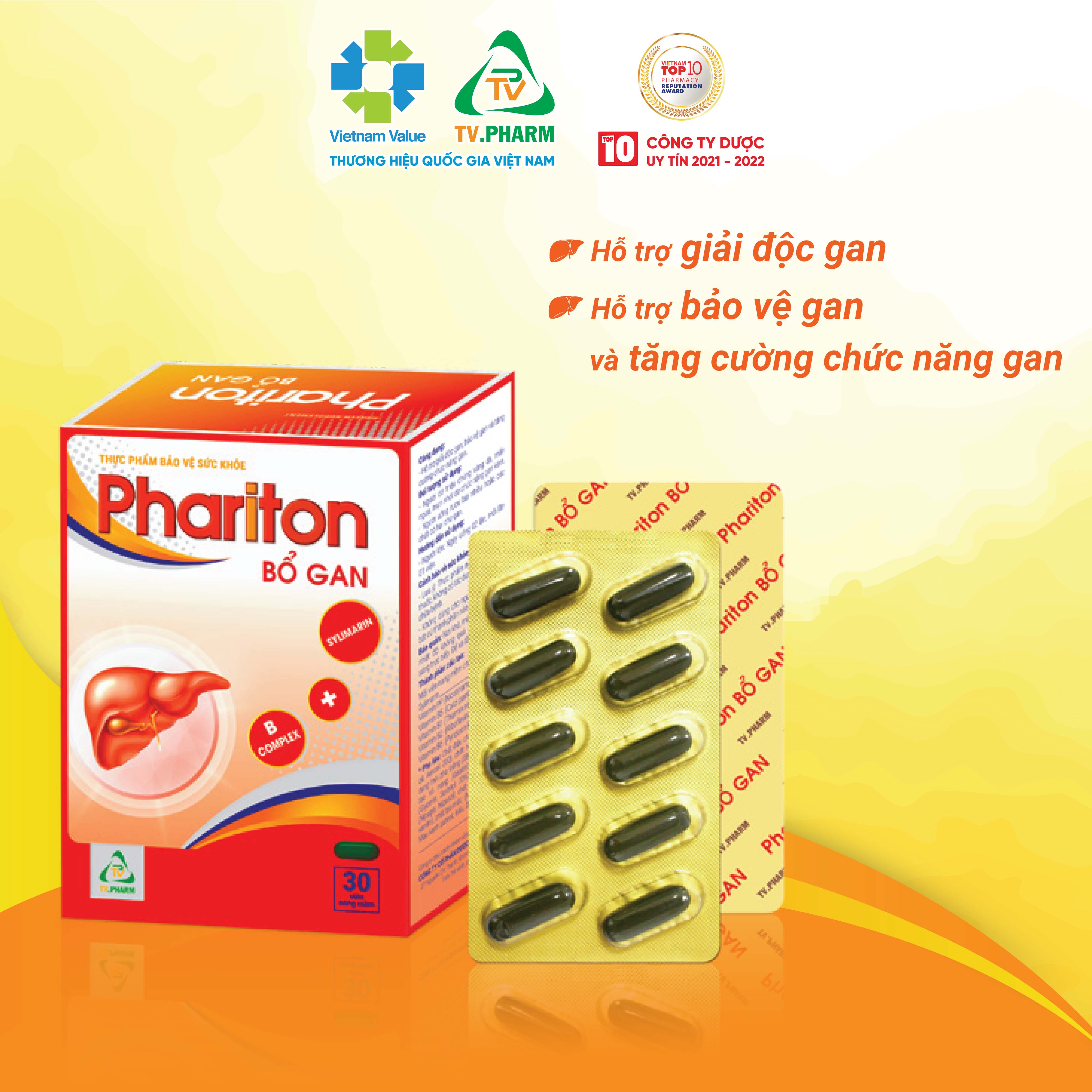 Thực phẩm bảo vệ sức khỏe PHARITON BỔ GAN - Hỗ trợ giải độc gan, tăng cường chức năng gan