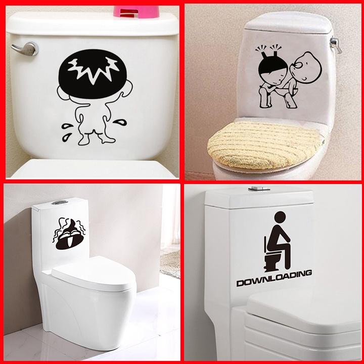 Hình dán decal trang trí toilet, bồn cầu, nhà vệ sinh chống thấm nước họa tiết siêu dễ thương