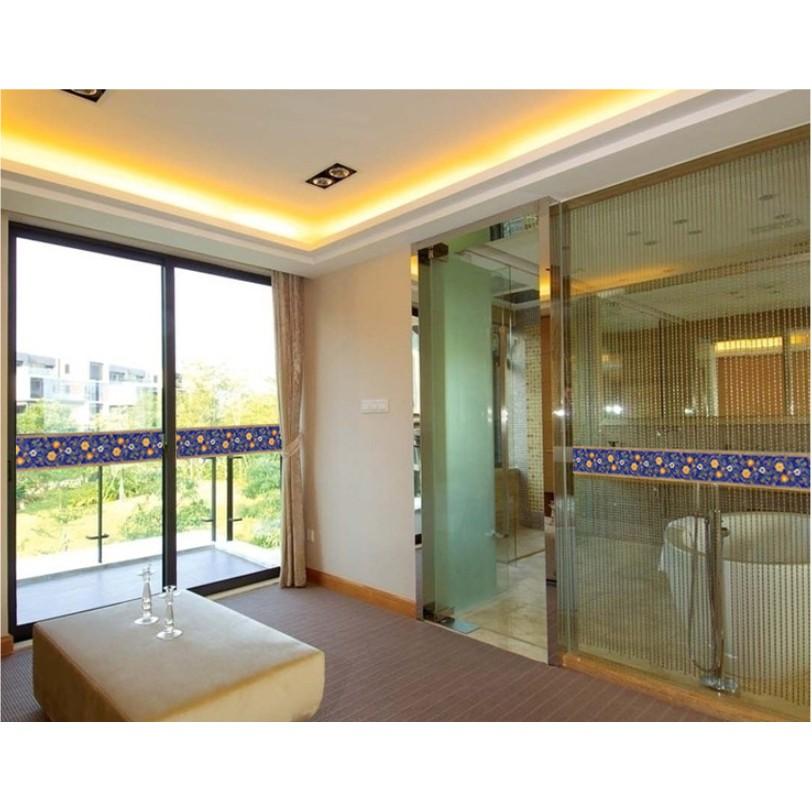 Decal trang trí tường - Viền hoa văn xanh đậm tinh tế