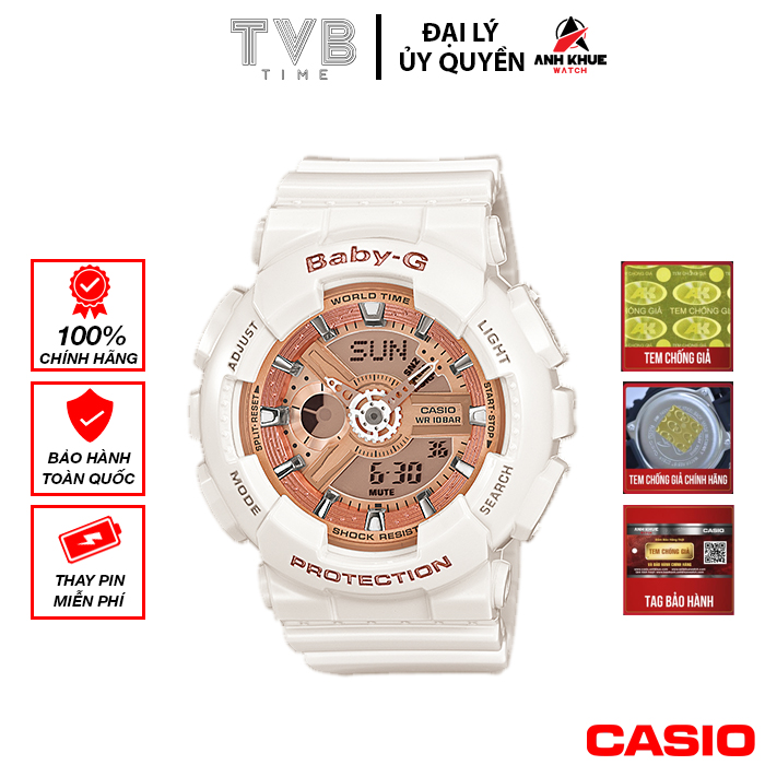Đồng hồ nữ dây nhựa Casio Baby-G chính hãng Anh Khuê BA-110-7A1DR