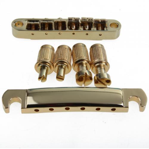 Gold Bridge Tailpiece + Sealed Humbucker Pickup Set for Les Paul Guitar