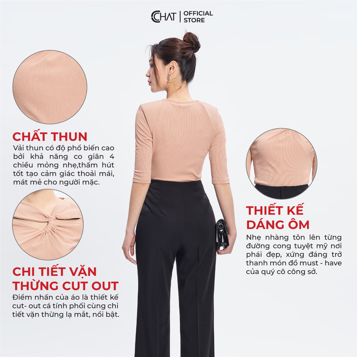 Áo Thun  Kiểu Ngực Vặn Thừng Chất Vải Cao Cấp Co Giãn 4 Chiều 53TNC2011OT