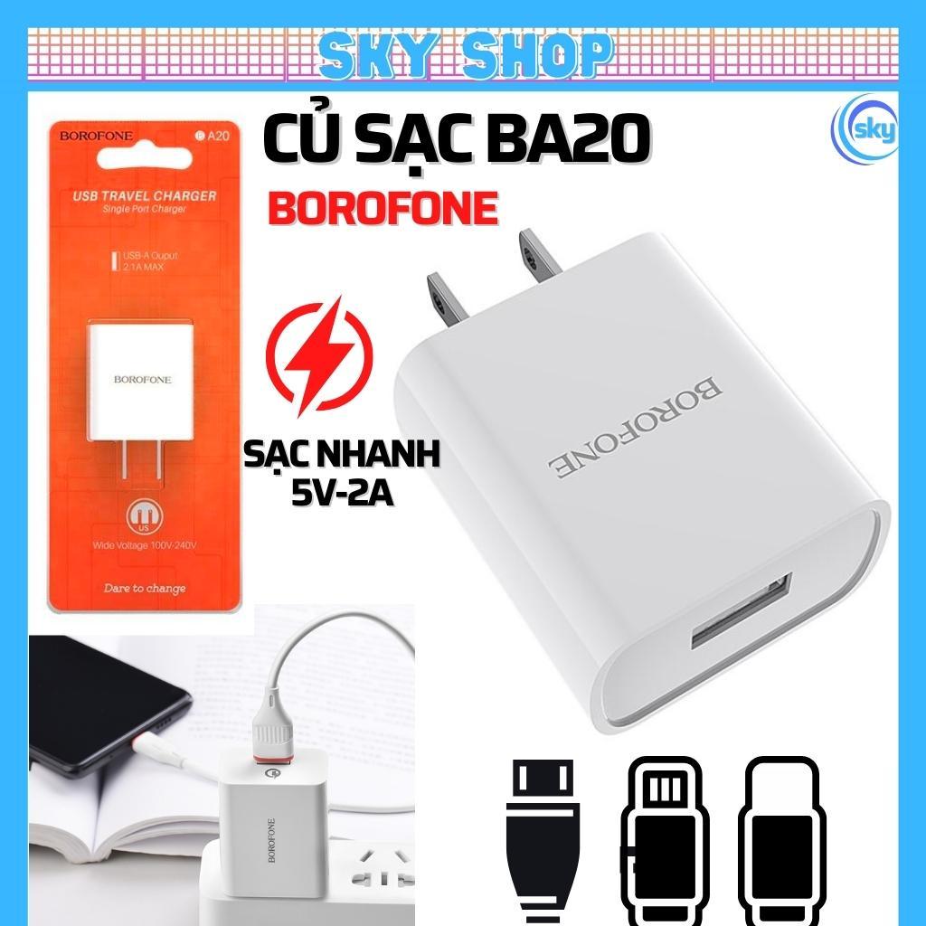 Củ sạc Borofone BA20 sạc nhanh cho các dòng điện thoại