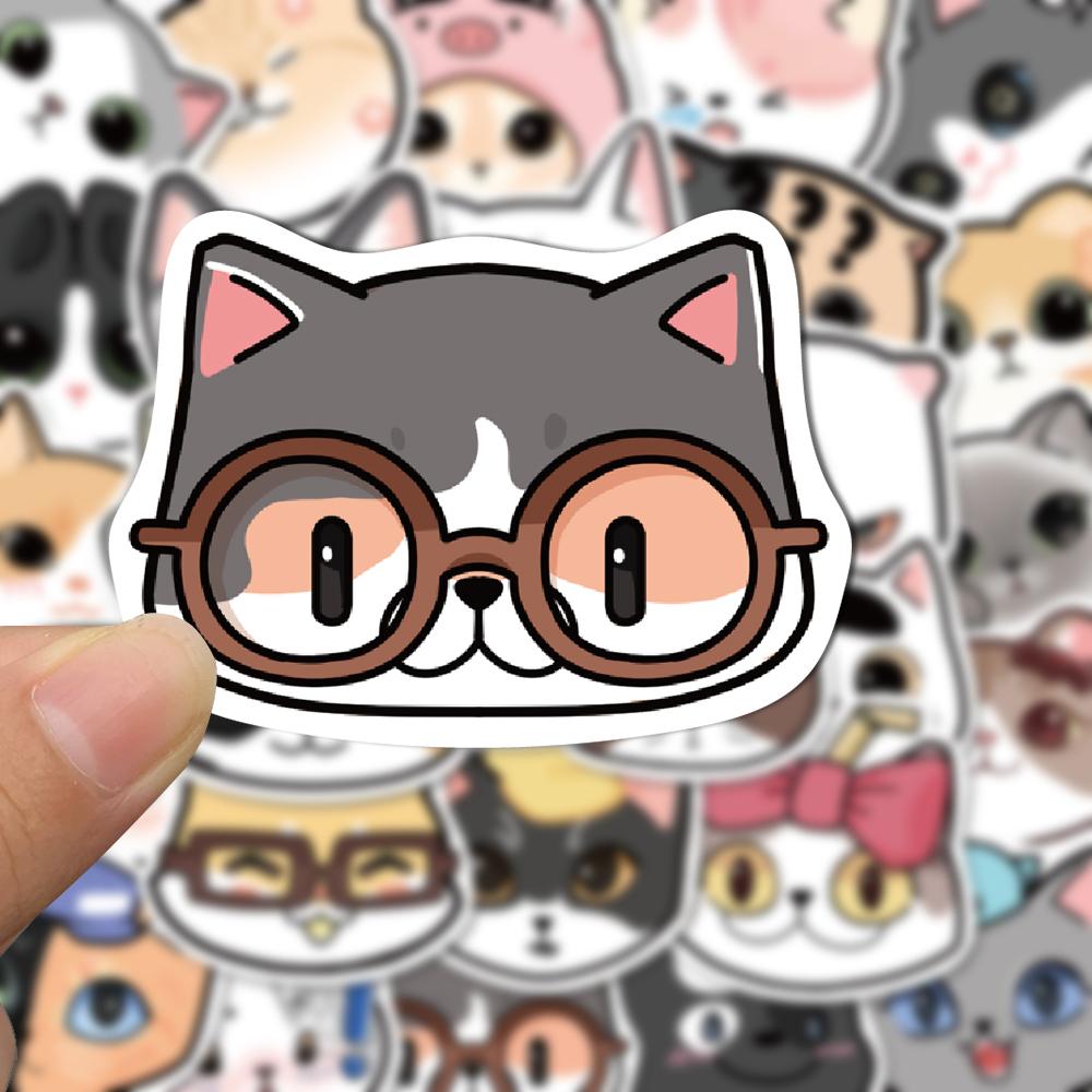 Sticker mèo cute hoạt hình cute trang trí mũ bảo hiểm,guitar,ukulele,điện thoại,sổ tay,laptop-mẫu S31