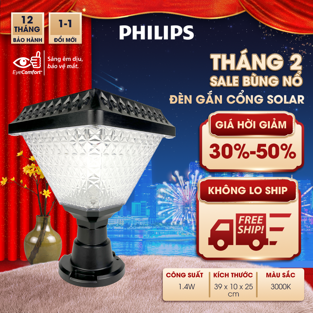 Đèn cổng Philips Deco solar gate top BGC050 LED3/730 Gate Top