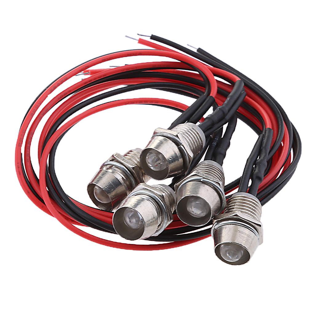 Pack of 5 LED 12V 1.8W Indicator Light Car Boat Dashboard Panel Bulbs Red