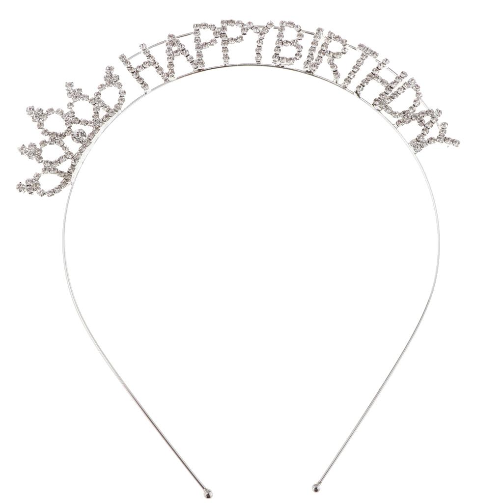 Happy Birthday Tiara Crystal Rhinestone Crown Hair Jewelry Accessories