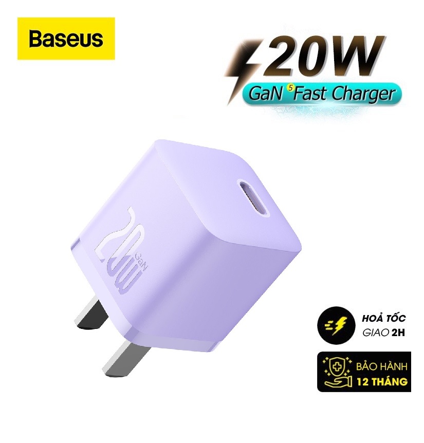 Cốc Sạc Nhanh Cho IPhone 20W Baseus GaN5 Fast Charger - Công Nghệ Power Delivery 3.0 QC 3.0 - Tích Hợp Chip Thông Minh - Công Nghệ Kiểm Soát Nhiệt Độ BCT - Hàng Chính Hãng