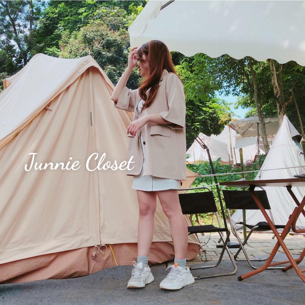 Áo blazer ngắn tay trơn 2 khuy Áo blz CỘC TAY 1 lớp phong cách Hàn Quốc Junnie Closet