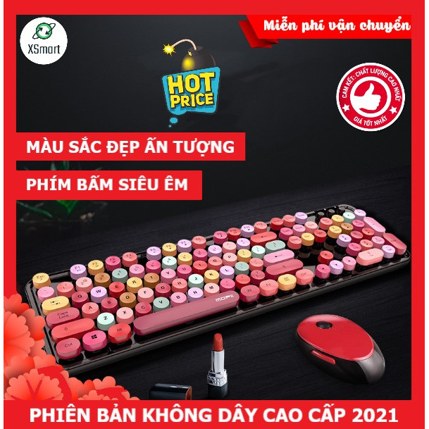 Bộ bàn phím và chuột không dây XSmart MOFii N720 MẪU MỚI màu SON, Hồng cực đẹp, COMBO dùng cho máy tính, pc, laptop - Hàng Chính Hãng