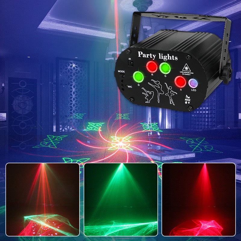 Đèn Laser Mini 5 Cổng Màng Ảo 3D - 2IN1 Nháy Theo Nhạc Trang Trí Phòng Bay Phòng Ngủ Karaoke