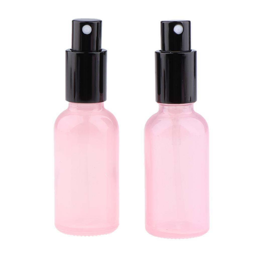 4pcs Pink Empty Glass Pump Spray Bottle Cosmetic Sprayer Container Dispenser