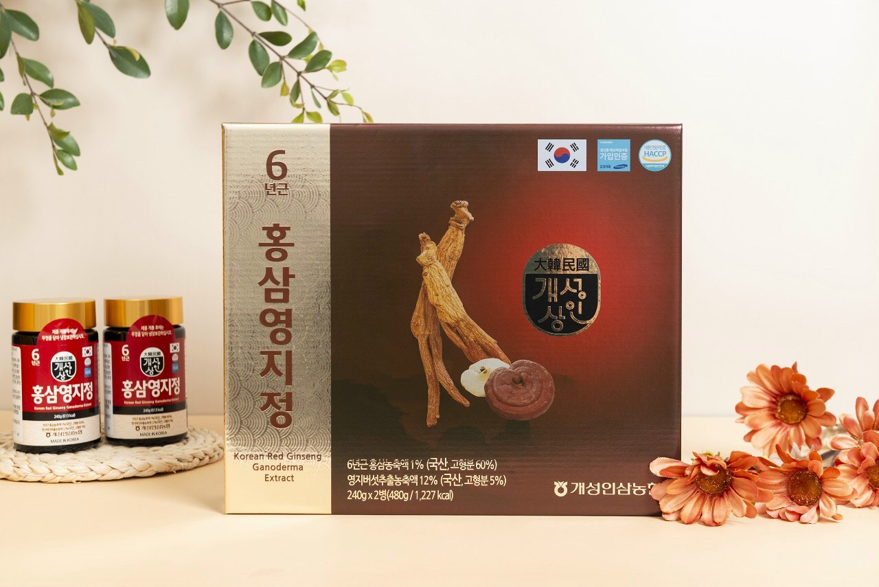 Cao hồng sâm linh chi Hàn Quốc (Chiết xuất sâm linh chi) - chiết xuất từ nhân sâm Hàn Quốc 6 năm tuổi và nấm linh chi, tăng cường sinh lực, phục hồi sức khỏe, tốt cho người mỡ máu, tiểu đường, huyết áp, dạ dày, chống lão hóa