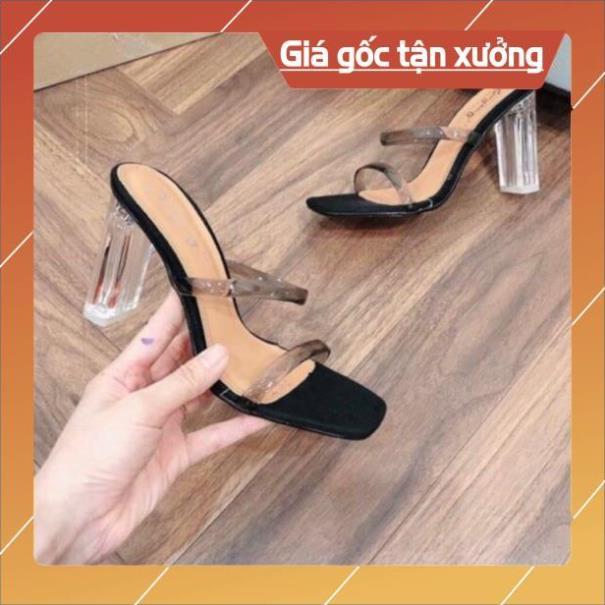 Dép Cao Gót Nữ Quai Trong Gót 7cm Siêu Hót