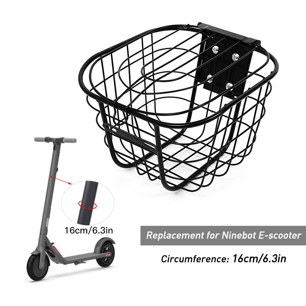 E-Bike Basket Scooter Front Basket Holder Anti-Rust Steel Bicycle Basket Cycling Front Basket for Ninebot Scooter
