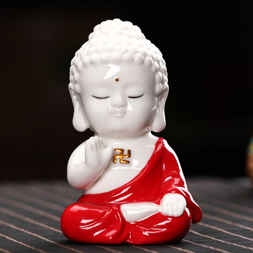 Tượng A Di Đà men trắng bóng đẹp size 10.4cm