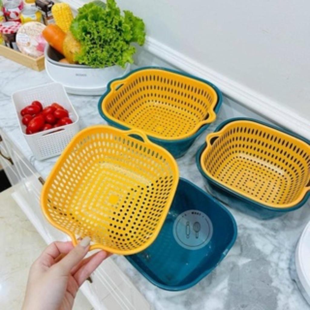 Bộ Thau Rổ Nhựa 6 Món Đa Năng Đựng Thực Phẩm Rau Củ Quả, Chất Liệu Nhựa Cao Cấp