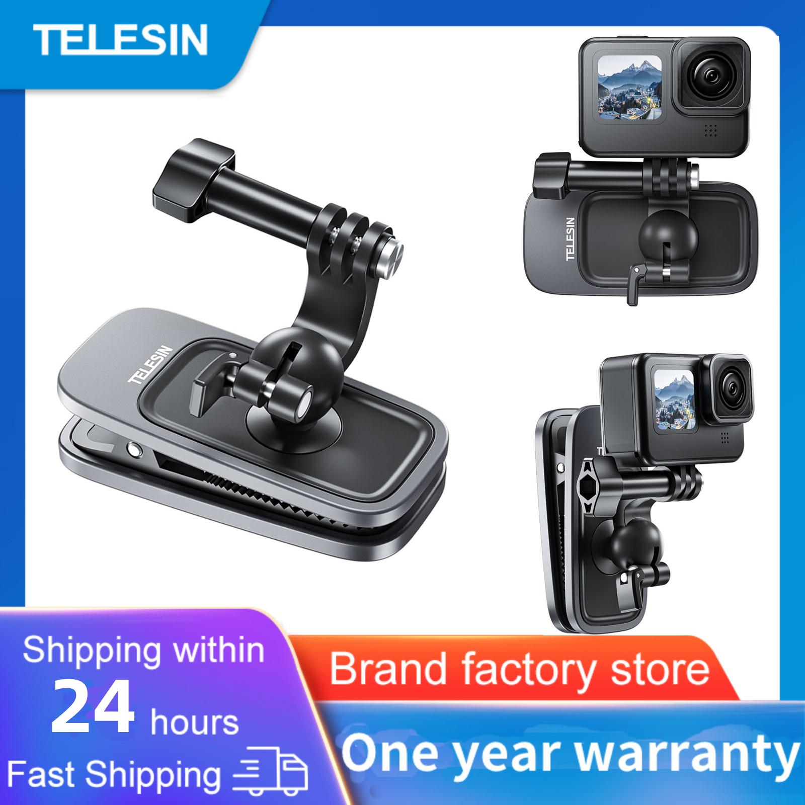 TELESIN Xoay 360° Từ Ba Lô Kẹp Giá Đỡ Cho GoPro Hero 11 10 9 8 7 6 5 Insta360 DJI Phụ Kiện Camera Hành Động
