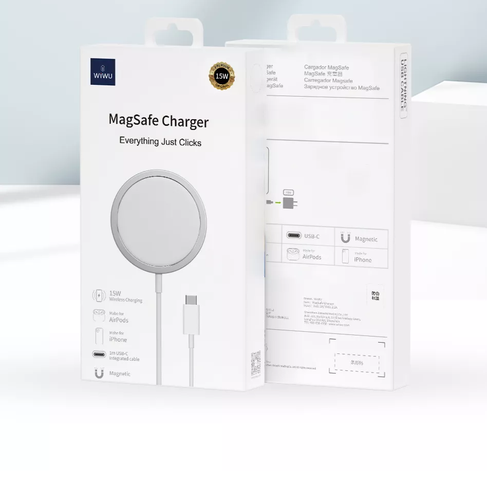 Đế sạc không dây Maqsafe sạc nhanh 15W chuẩn Qi hiệu WIWU Magetic Wireless Charger M5 (trang bị chip sạc thông minh, thiết kế siêu mỏng nhẹ) - hàng nhập khẩu