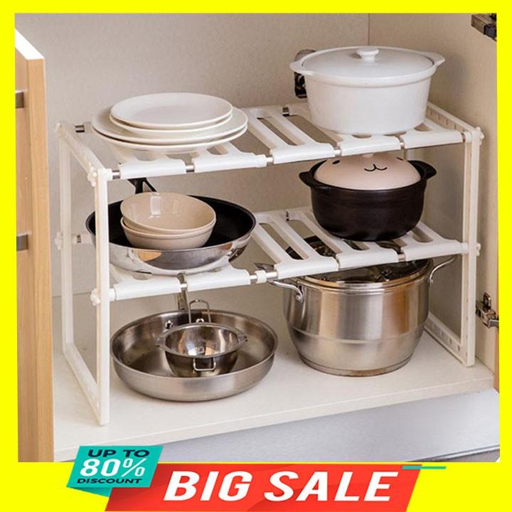 Kệ để sách để gầm bếp ga xoong nồi giầy dép đa năng màu trắng đẹp 40x30x10cm