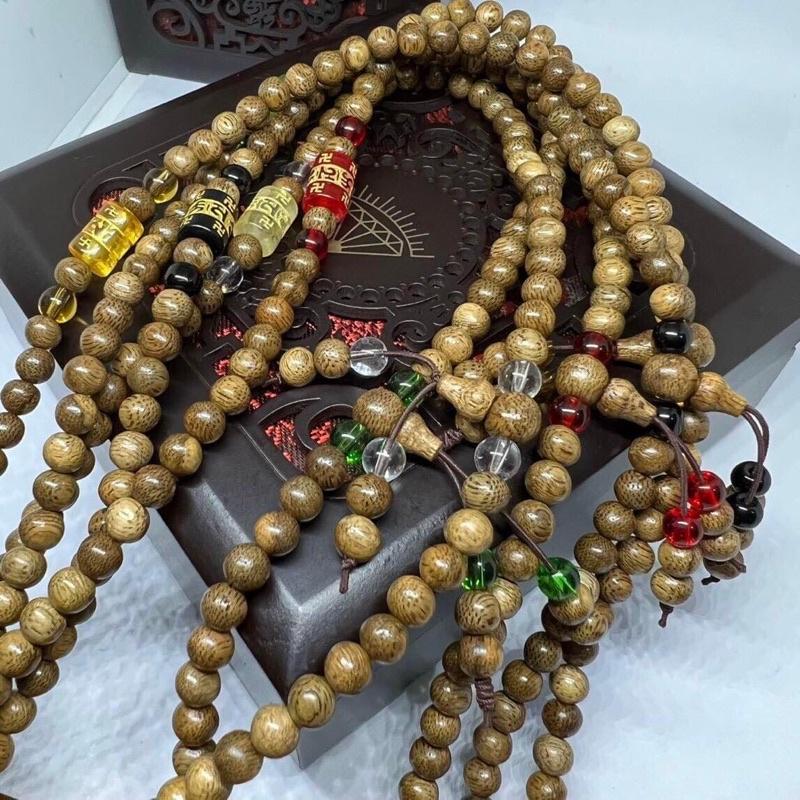 Vòng tay 108 hạt mix charm đá màu