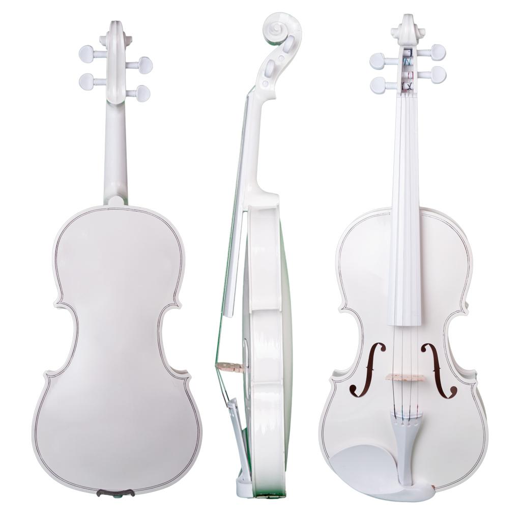 4/4 White Solid Wood Violin Kit With Case Bow Rosin For Beginners Students
