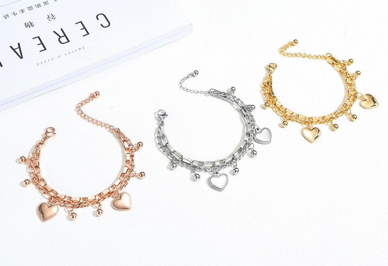 Lắc Tay Nữ Dây Xích Tòn Ten Titan Ko Đen TT 2497