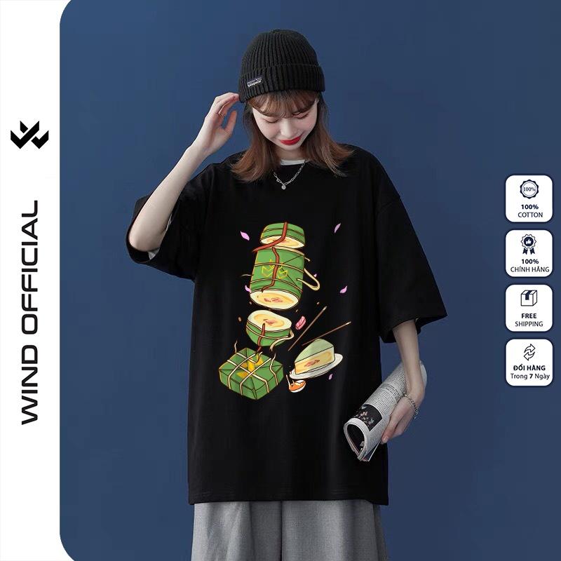 Áo thun tay lỡ unisex WIND 100% cotton phông form rộng nam nữ Bánh Chưng oversize ulzzang